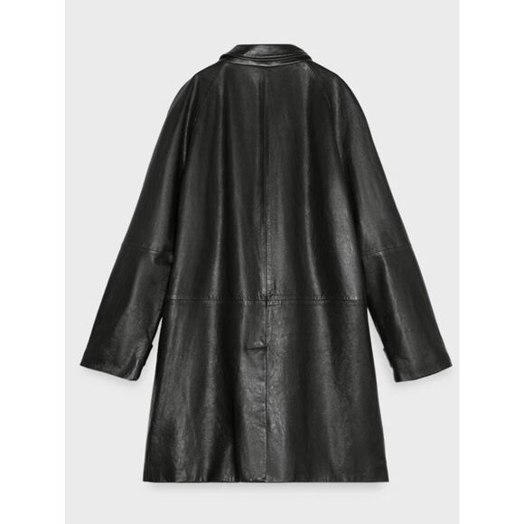 NWT Zara x Steven Meisel Black Real Leather Oversized Trench Coat Small - Picture 6 of 16